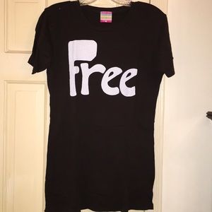 Long brown cotton tee with free stencil design